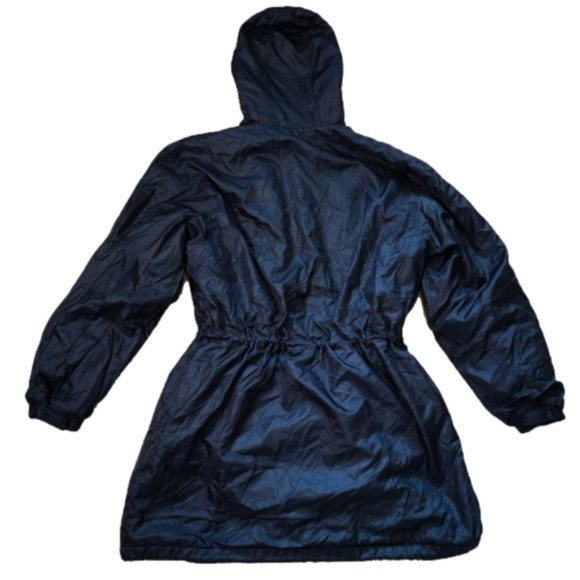 REEBOK Oversized Black Hooded Windbreaker Rain Jacket Grey Fleece Lining - Picture 2 of 9